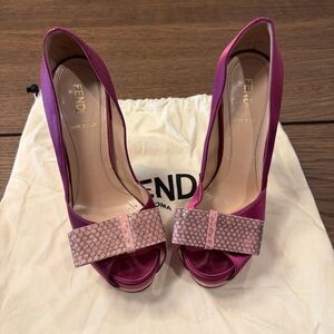 Fendi Magenta and Blush Peep-Toe Heels